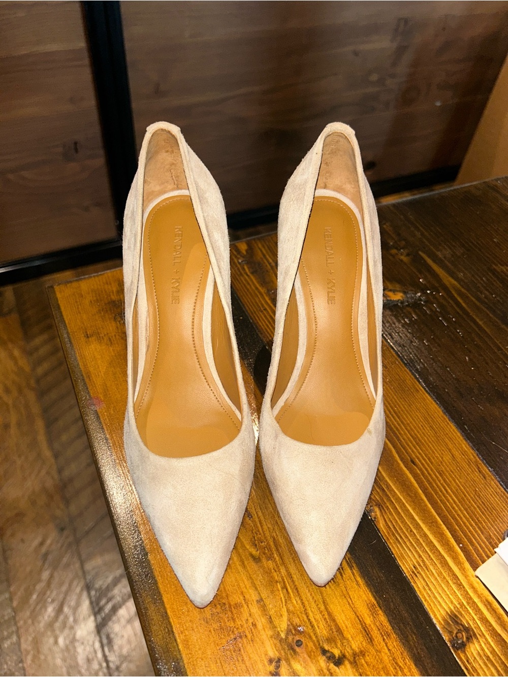 Nude Pointed Toe Suede Pageant Pumps